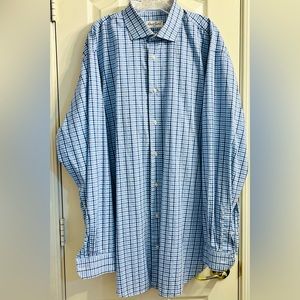 XL Tall Robert Graham Designer Mens Blue Plaid Long Sleeve Button Up Shirt